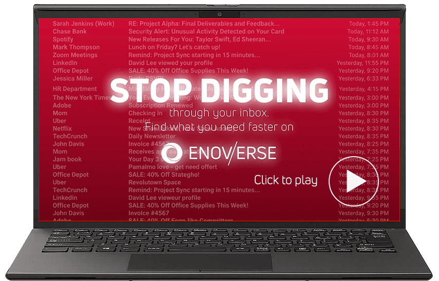 ENOVERSE Windows screensaver shown on a laptop