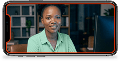 A professional featured in a video call